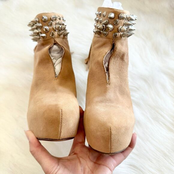 Jeffrey Campbell Platform Studded Suede Booties in Tan Size 7.5 - Picture 5 of 9